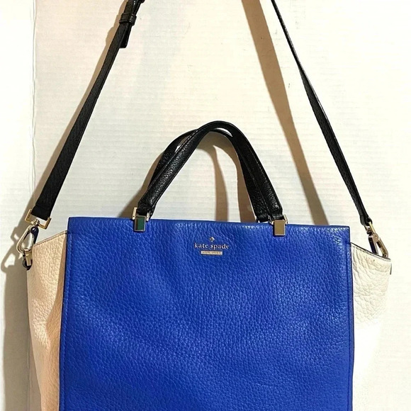 Kate spade blue white pebbled leather satchel handbag - Picture 10 of 15